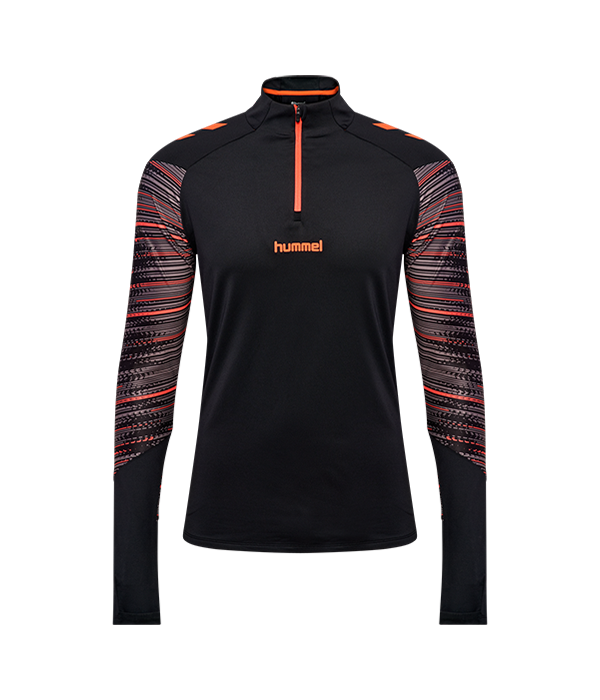 Hummel hmlBLAZE PRO TRAINING HALF ZIP T-shirt Black/Orange 2025