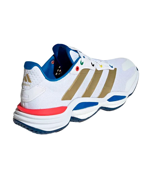 Zapatillas Adidas Stabil 16 Blanco/Dorado Karabatic lateral derecho